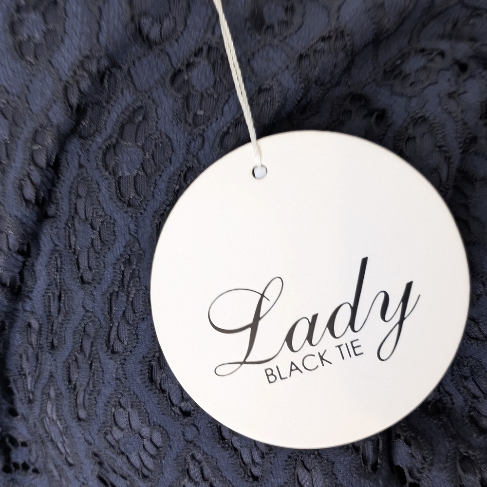 💘 Lady Black Tie Reyna Lace Dress Navy Size 4 S - Picture 7 of 10